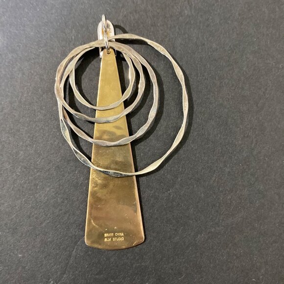 Robert Lee Morris Modernist Mixed Metal Pendant Sterling Silver and Brass - RLM - Picture 3 of 6